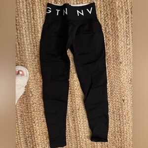 NVGTN Black Leggings with White Waistband